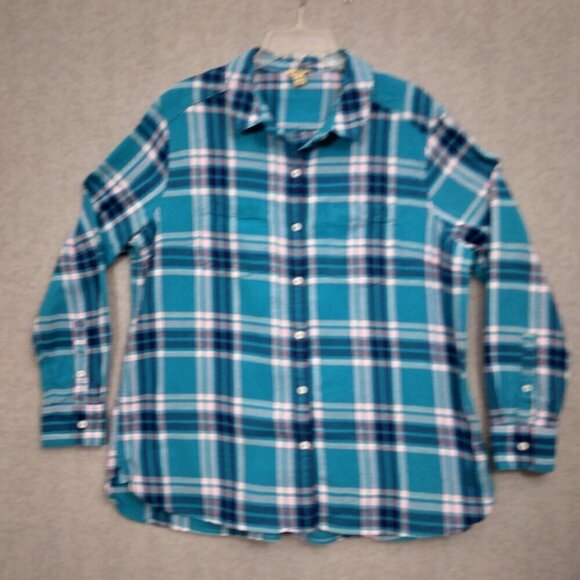 Woolrich | Plaid Flannel Shirt Blue Pink Cotton | Size XXL - Picture 2 of 10